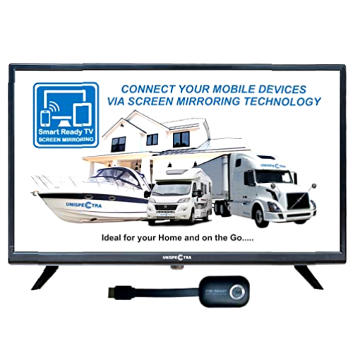 Unispectra ® HD LED Digital TV 12V / 240V TDT y Sat, Reproductor Multimedia USB, HDMI. Ideal TV 12V para Autocaravana, Campervan, Caravana, Camping, Camión, Barco, Cocina, Dormitorio (22” SmartReady)