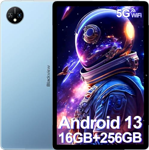 Blackview Tablet 10,1 Pulgadas 2024 Tab10 WiFi, 16GB (8+8)+256GB/2TB TF Android 13 Tablet, 2.0GHz Octa Core/7680mAh Batería/5G Wi-Fi/13MP+5MP Dual Cámara/Altavoz Dual/60Hz Android Gaming Tablet